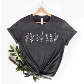 Simple Wildflower Drawing Botanical T-Shirt