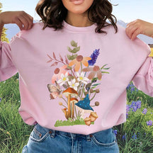 Spring Mushrooms and Flowers Graphic Sweatshirt