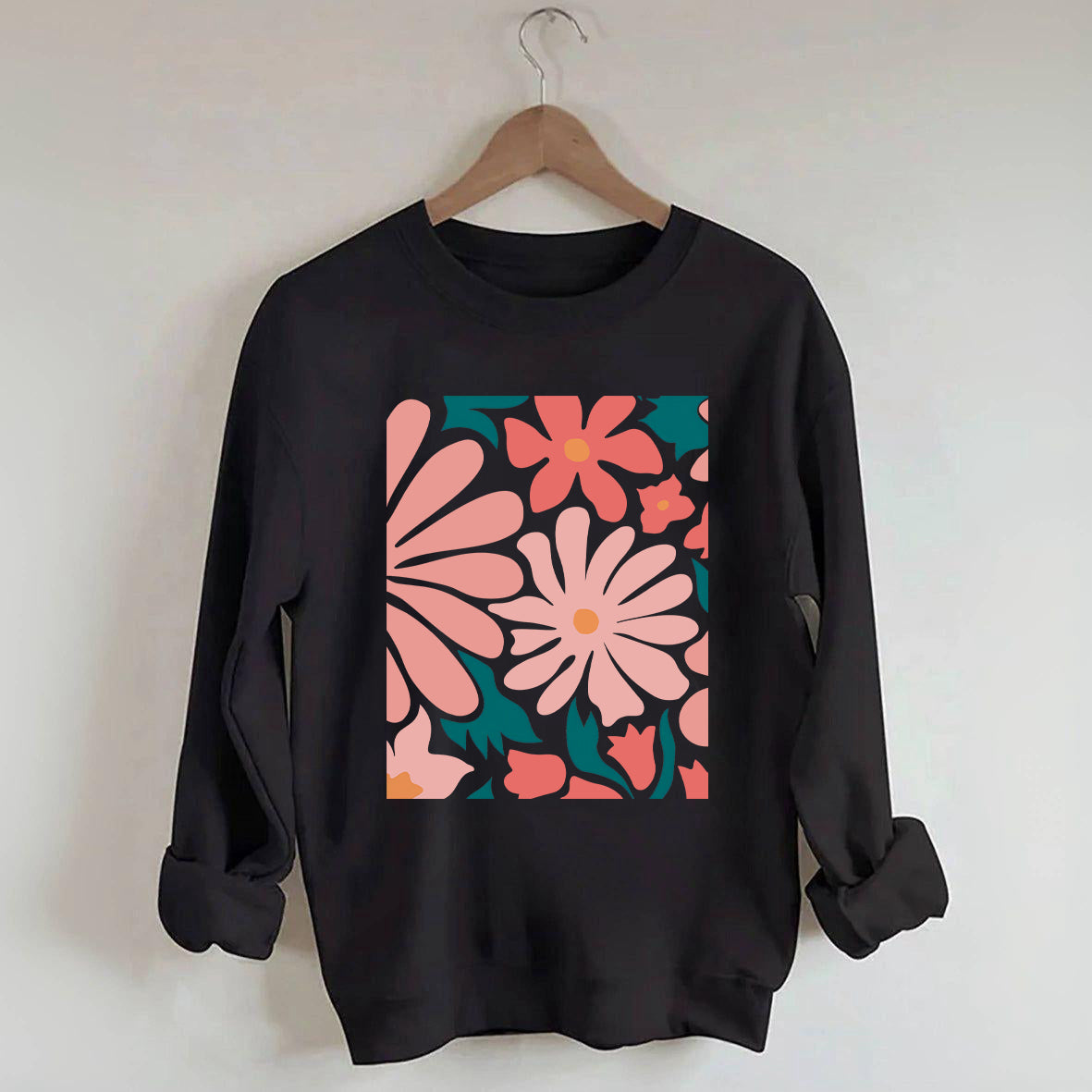 Flower Market  Pink Flowers Botanical Sweatshirt