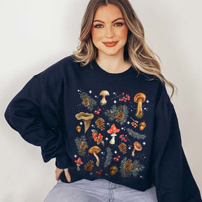 Vintage Dark Winter Forest Mushroom Sweatshirt