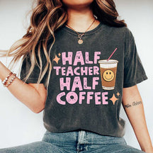 Retro Half Teacher Half Coffee T-Shirt