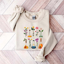 Floral Beakers Chemistry Lab Scientist Sweatshirt