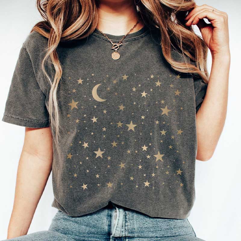 Comfort Colors Moon and Stars Celestial T-Shirt