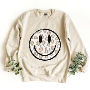 Smile Face  Leopard Sweatshirt