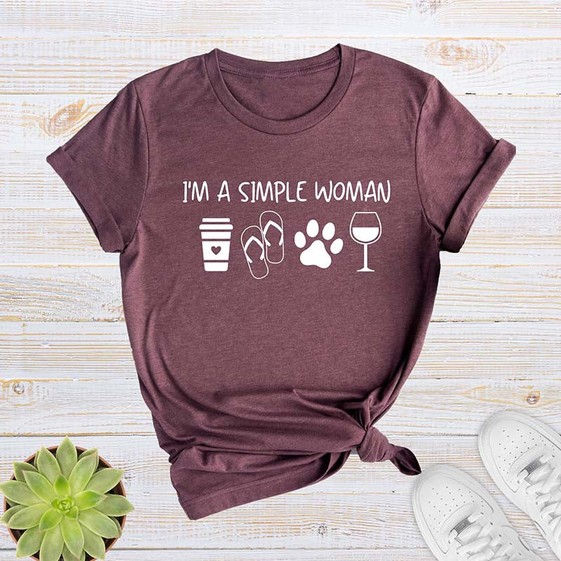 I'm A Simple Woman Wine Coffee Dog T-Shirt