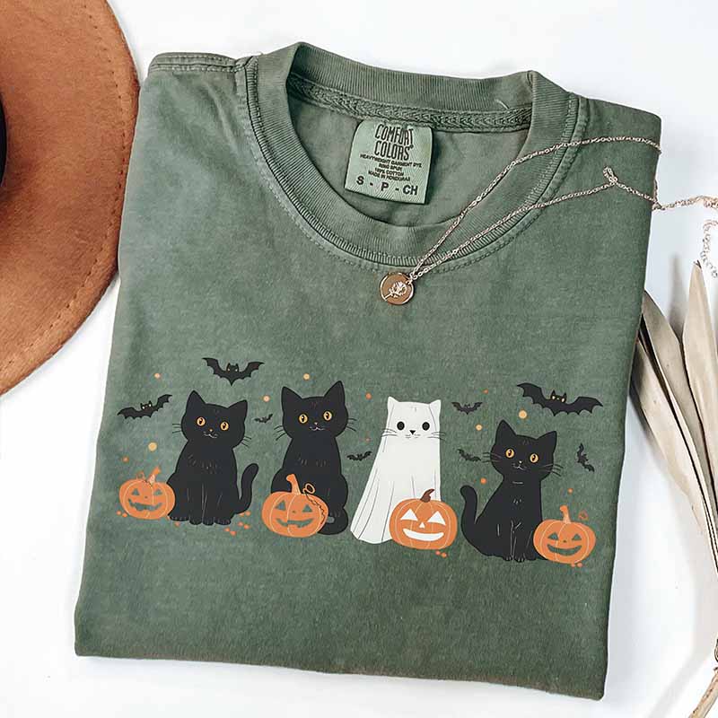 Halloween Cat Retro T-Shirt