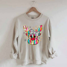 Colorful Glitter Christmas Reindeer Sweatshirt