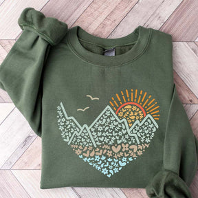 Mountain Heart Sunset Camping Sweatshirt