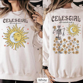 Skeleton Sunflower Celestial Dreamer Sweatshirt