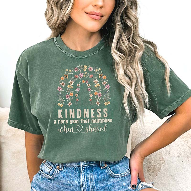 Kindness Floral Rainbow Positivity T-Shirt