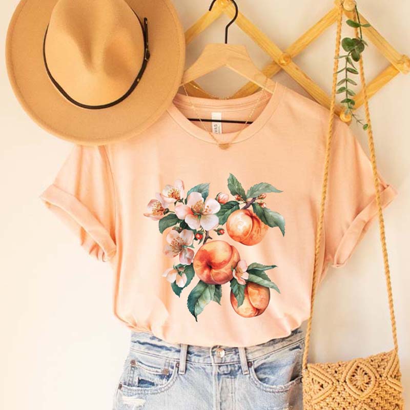 Aesthetic Peaches Botanical Fruit T-Shirt