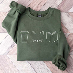 Cats Coffee Books Sweatshirt