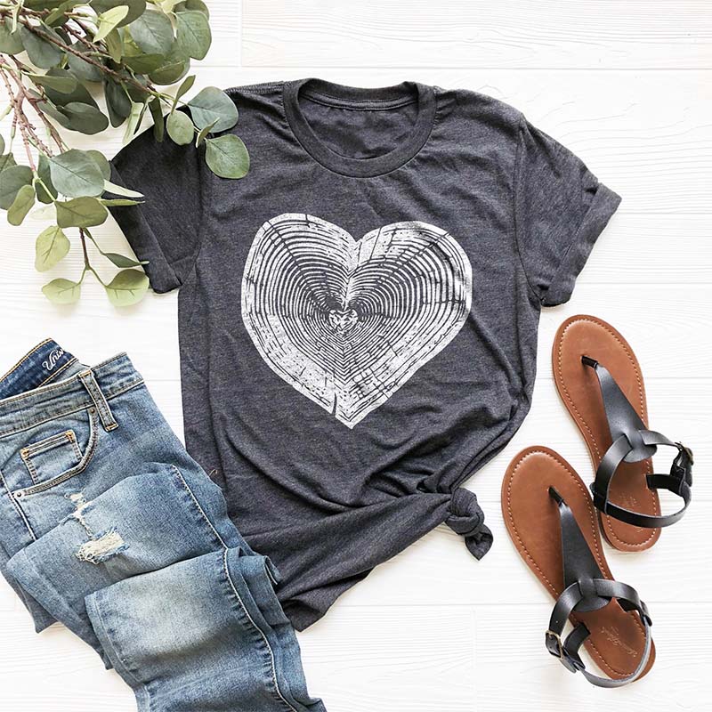 Tree Trunk Heart Wood Slice T-Shirt