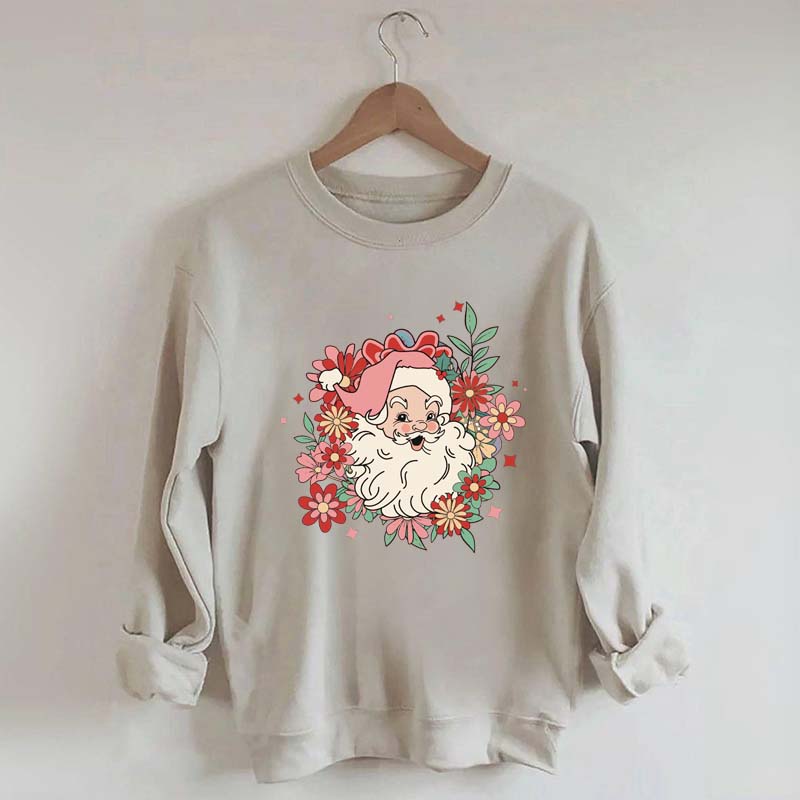 Floral Santa Christmas Daisy Sweatshirt