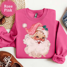 Pink Santa Retro Christmas Family Sweatshirt