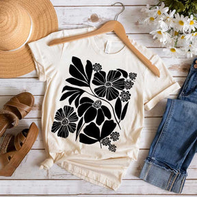 Wildflower Black Botanical Neutral T-Shirt