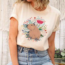 Capybara Floral Vintage Aesthetic Rodent T-Shirt