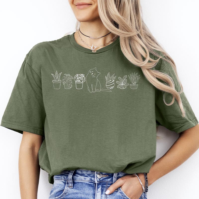 Cats and Plants Lover Gift T-Shirt