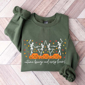 Pumpkin Halloween Dancing Skeletons Sweatshirt