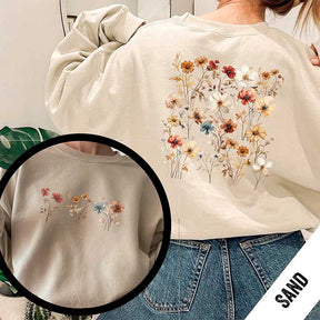 Retro Vintage Pressed Flowers Sweatshirt