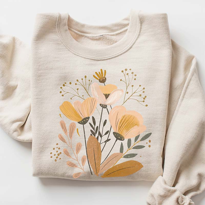 Minimalist Bohemian Floral Sweatshirt