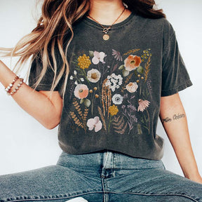 Goblincore Green Witch Pressed Flowers T-Shirt