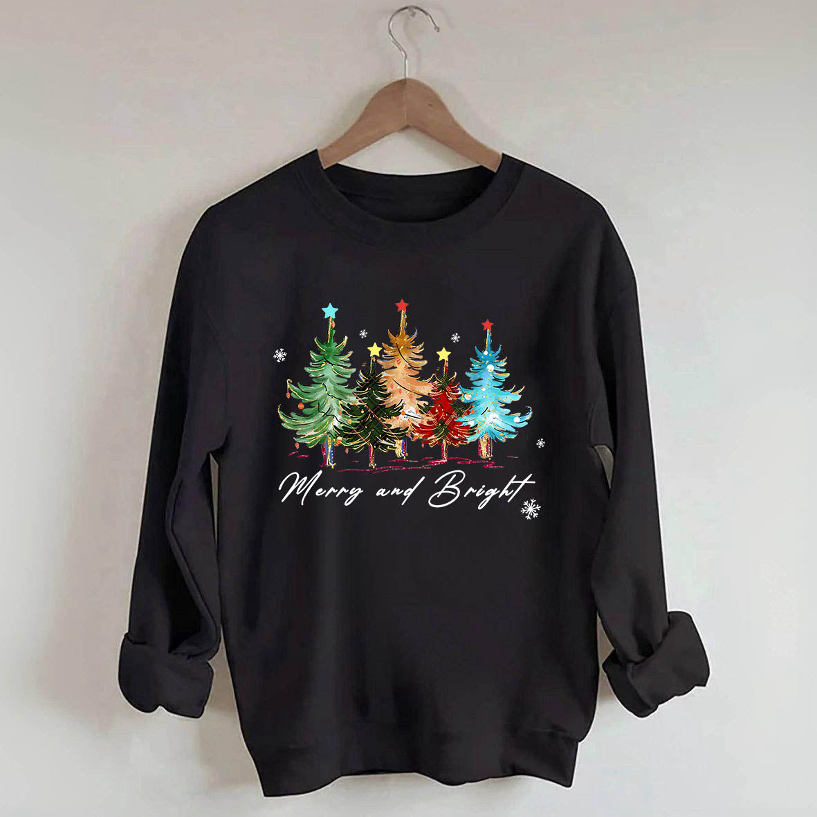 Merry and Bright Trees Women's Christmas Sweatshirt