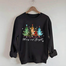 Merry and Bright Trees Women's Christmas Sweatshirt