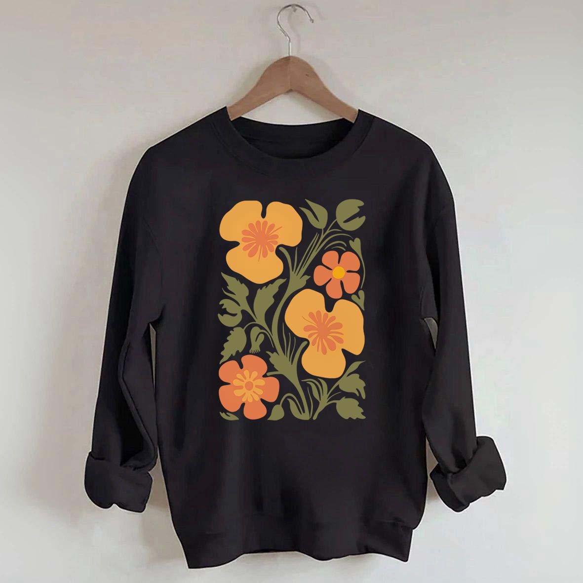 Yellow Abstract Botanical Flowers Sweatshirt