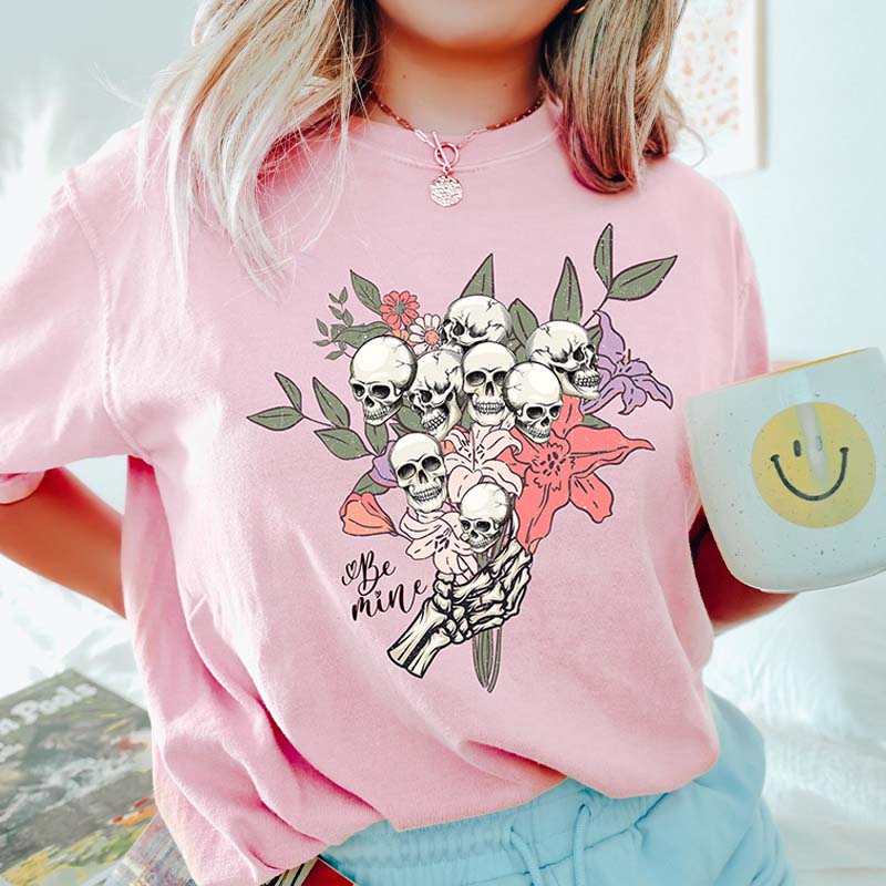 Skull Flowers Be Mine T-Shirt