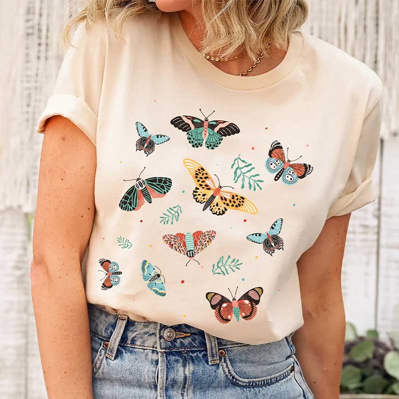 Vintage Butterfly Boho Plant T-Shirt