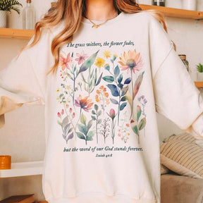 Bible Verse Watercolor Flowers Scripture Sweatshirt