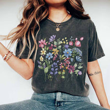 Wild Flower Floral Graphic Botanical Leaves T-Shirt