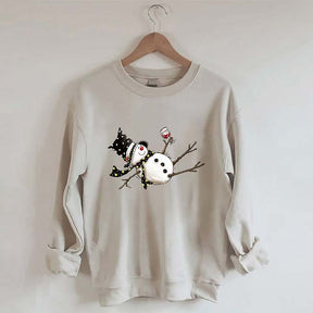 Drunk Snowman Drinking Wine Sweatshirt