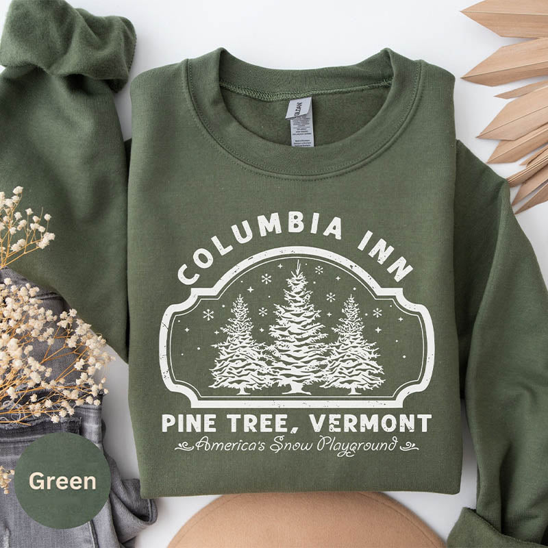 Columbia Inn Pine Tree Vermont Christmas Sweatshirt