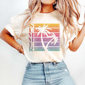 Reto Summer Palm Trees and sunset T-Shirt