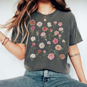 Peach Pink Roses Flowers T-Shirt