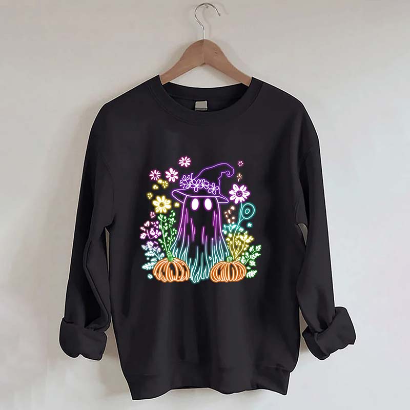 Halloween Ghost Neon Flowers Sweatshirt