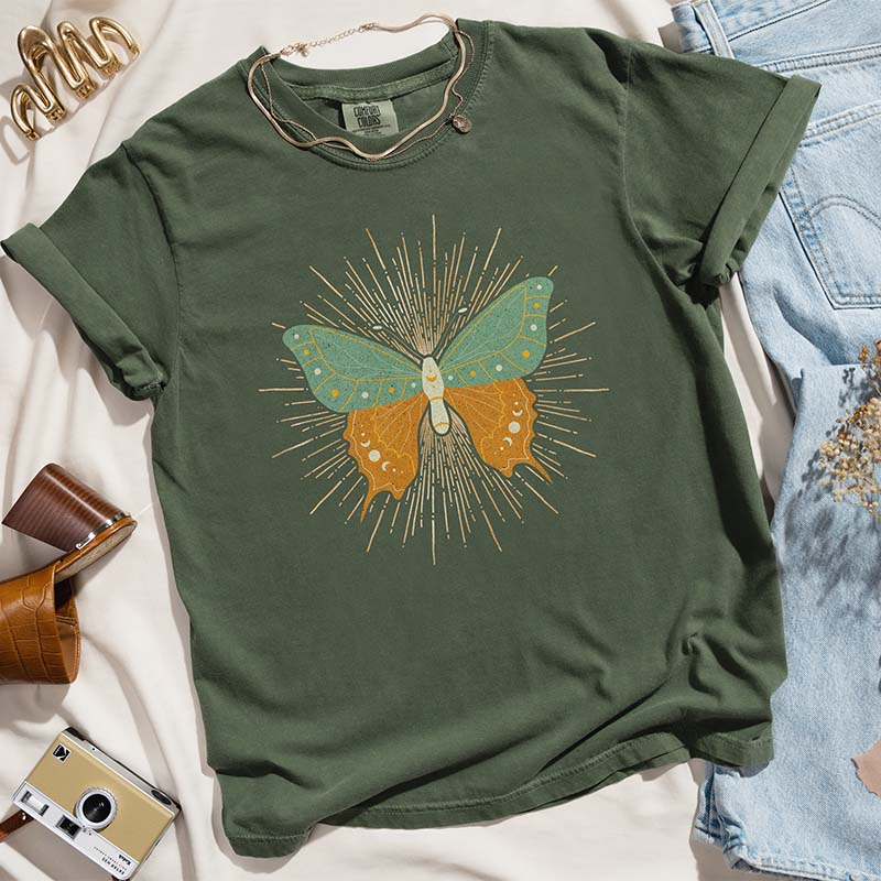 Boho Butterfly Vintage Aesthetic Moon T-Shirt