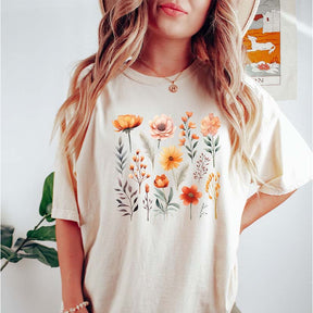 Autumn Flower Botanical Floral Minimalist T-Shirt