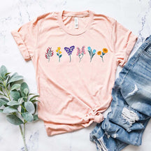 Rainbow Color Wildflower Gift for Women T-Shirt