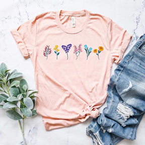 Rainbow Color Wildflower Gift for Women T-Shirt