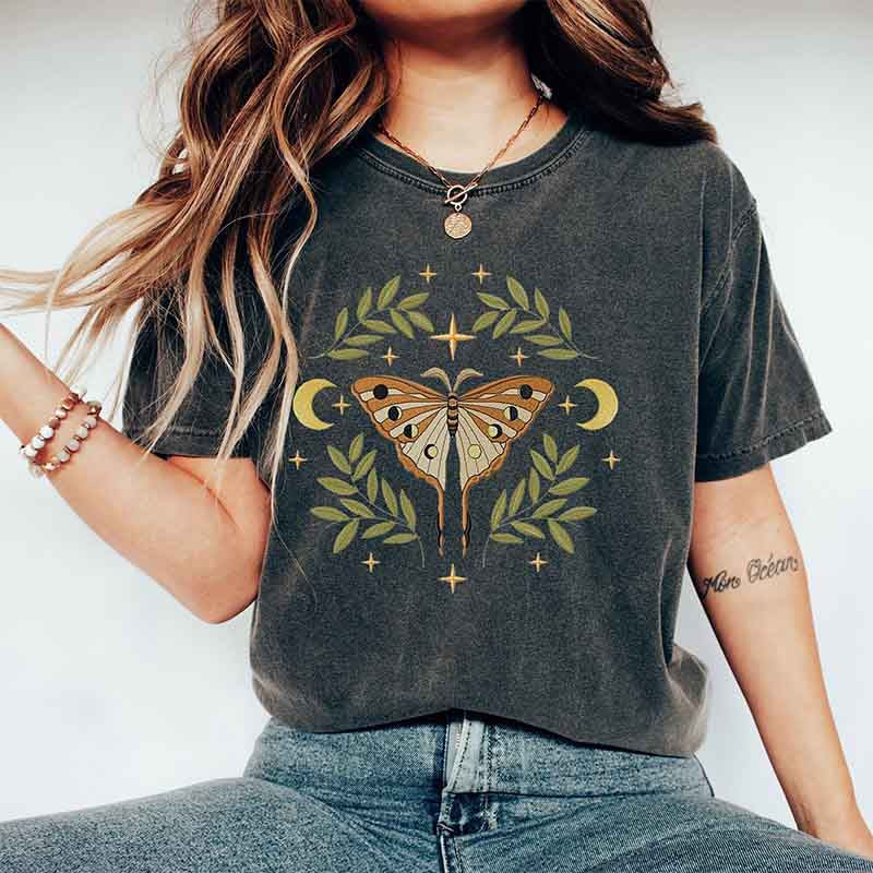 Midnight Moth & Moons Mystical Butterfly T-Shirt