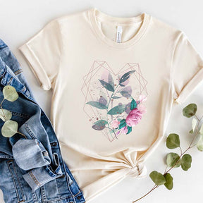 Cute Geometric Heart Flowers T-Shirt