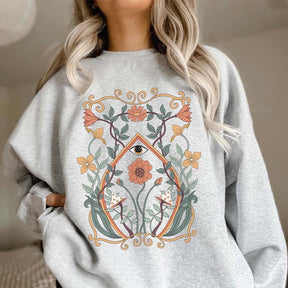 Boho Flowers Art Nouveau Print Botanical Sweatshirt