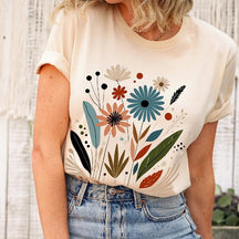 Boho Floral Nouveau Art Wildflowers T-Shirt