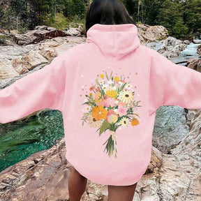 Women's Loose Floral Print Hoodie