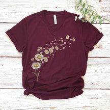 Daisy Flowers Summer  V-Neck Shirt