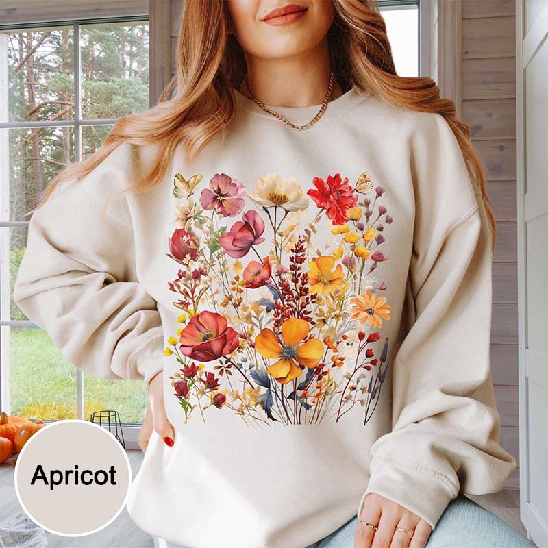 Red Orange Fall Autumn Wildflower Sweatshirt