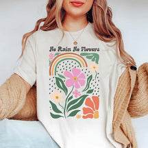 No Rain No Flowers Aesthetic Floral T-Shirt